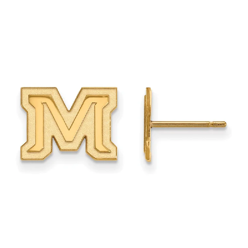 Ladies earrings geometric shapes-10k Yellow Gold Montana State University XS (Tiny) Post Earrings