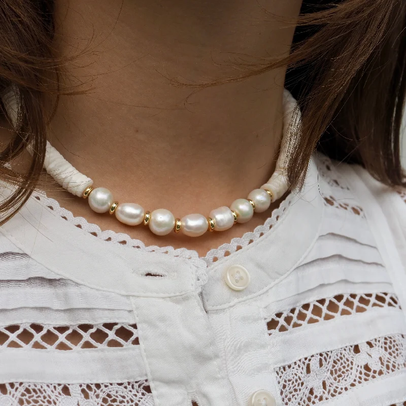 Ladies necklaces high-end labels-MARLEY PEARL + SHELL BEADED NECKLACE