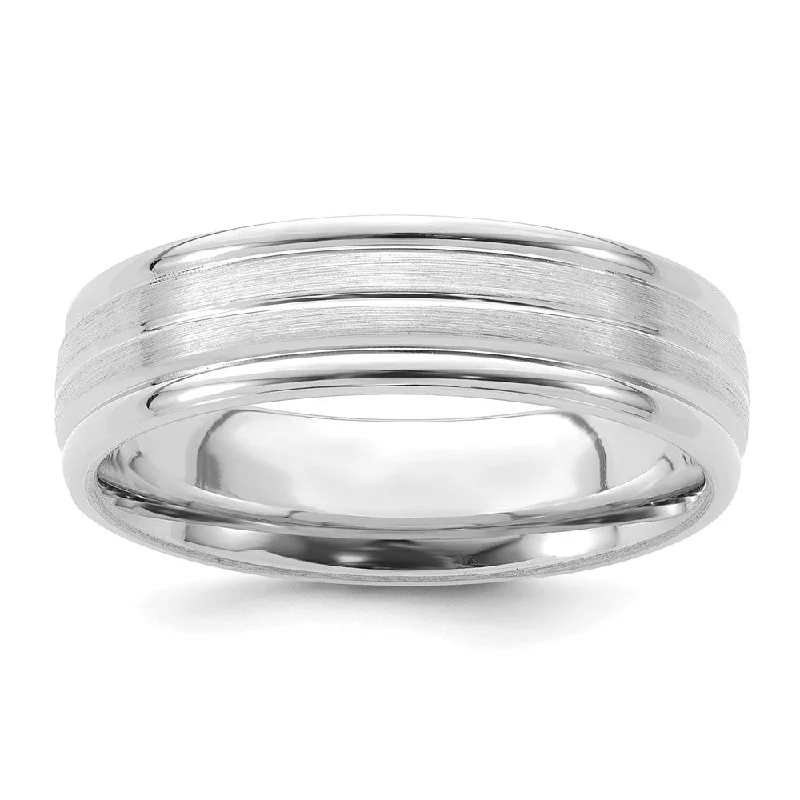 Ladies rings 2025 trends-6mm 14K White or Yellow Gold Light Wgt Grooved Edge Comfort Fit Band