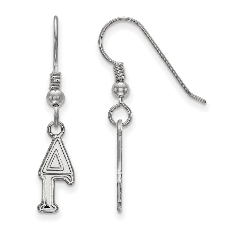 Ladies earrings retro charm-Sterling Silver Delta Gamma XS Dangle Earrings