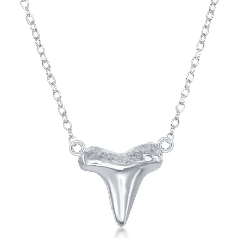 Ladies necklaces team designs-Sterling Silver Shark Tooth Design Necklace