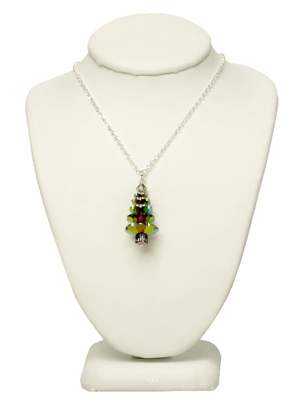 Ladies necklaces standout pieces-Evergreen Crystal Tree Necklace - LARGE