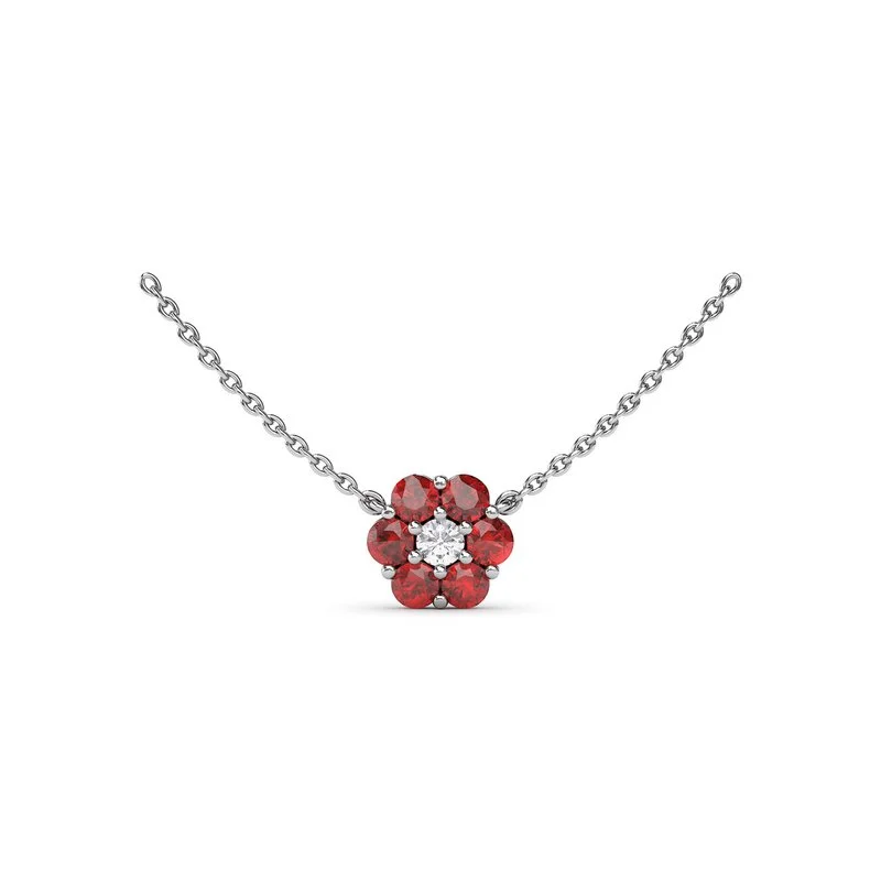 Ladies necklaces sibling sets-Magnolia Ruby and Diamond Necklace N5032R