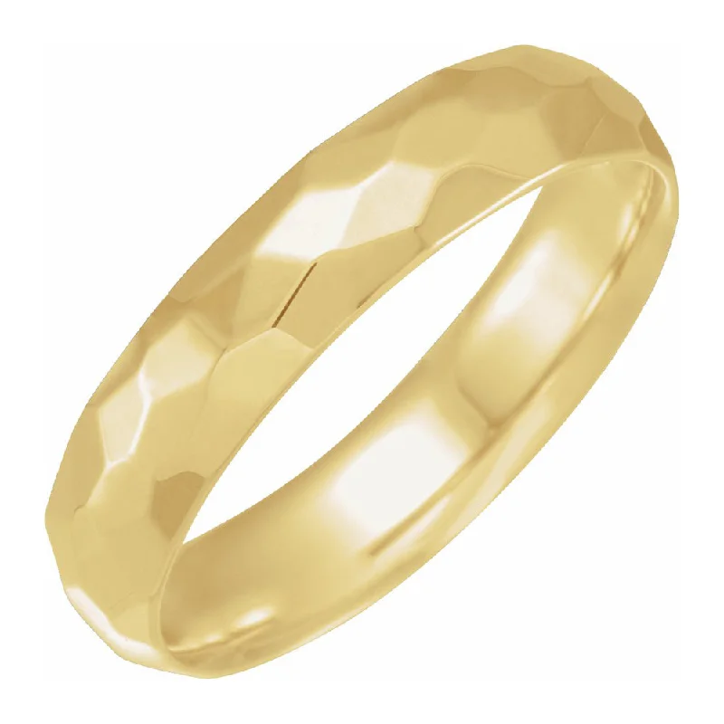 Ladies rings group designs-5mm 14K Yellow Gold Hammered Comfort Fit Band