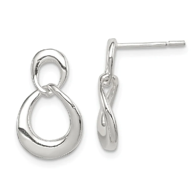 Ladies earrings group styles-Teardrop Dangle Earrings in Sterling Silver