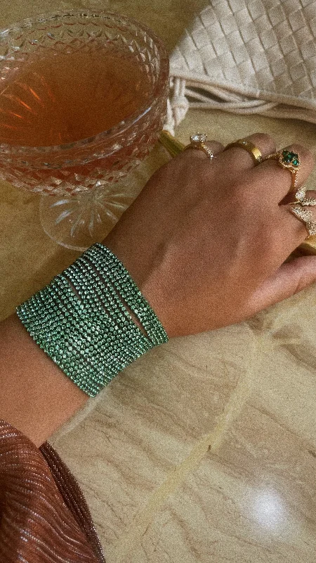 Ladies bracelets size options-Endless Nights Embellished Bracelet - Green