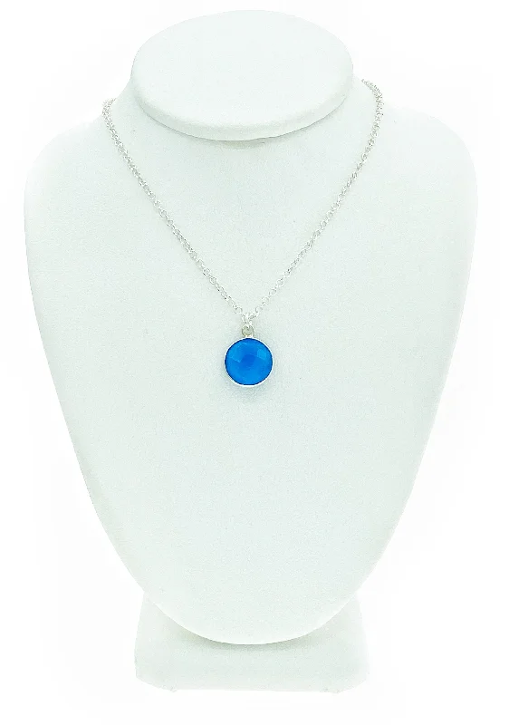 Ladies necklaces heart accents-Blue Chalcedony Gemstone Necklace