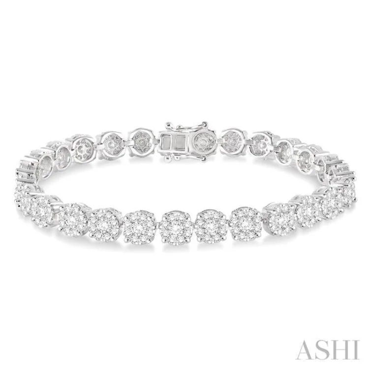 Ladies bracelets bespoke styles-7 Ctw Round Cut Diamond Lovebright Bracelet in 14K White Gold