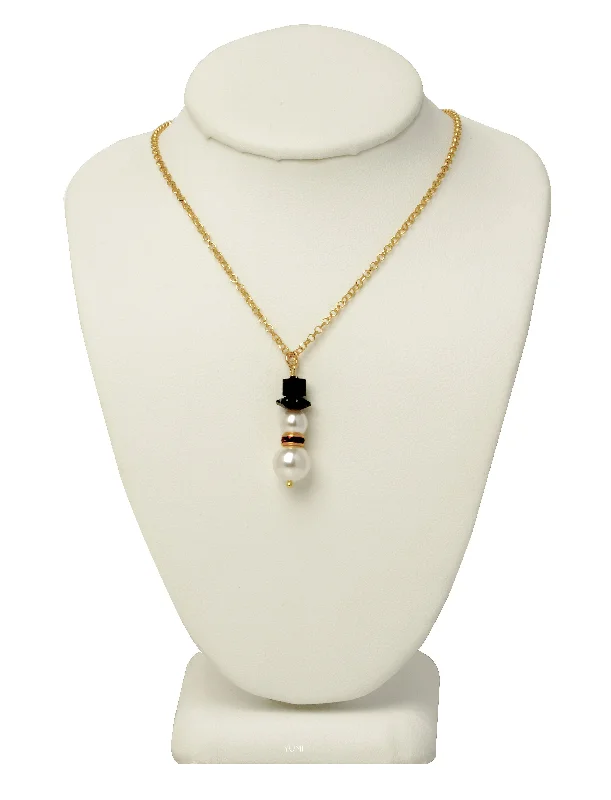 Ladies necklaces artistic designs-Happy Snowman Necklace