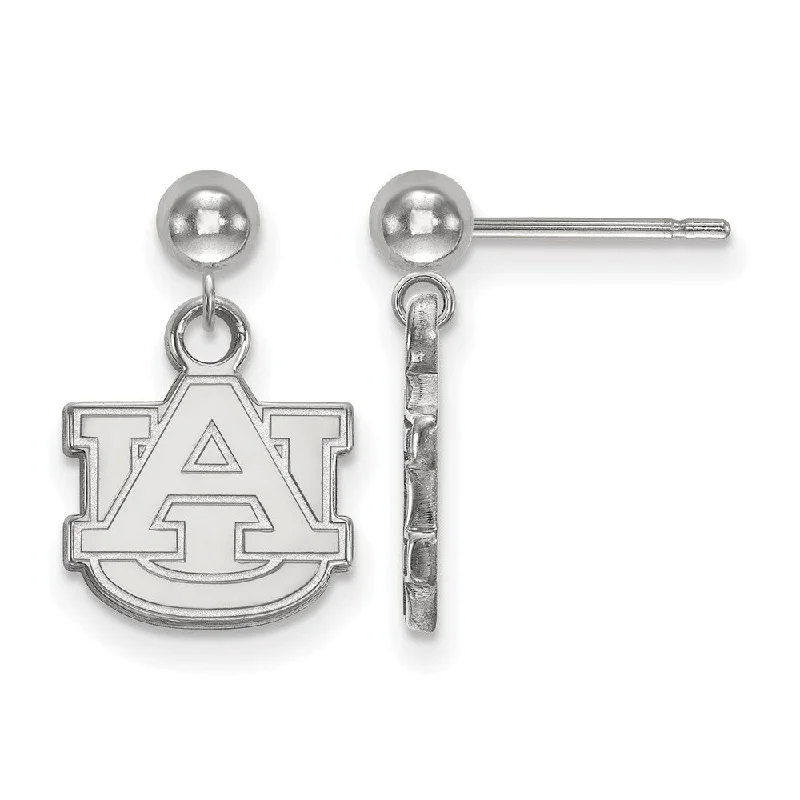 Ladies earrings diamond drops-Sterling Silver Auburn University Ball Dangle Earrings