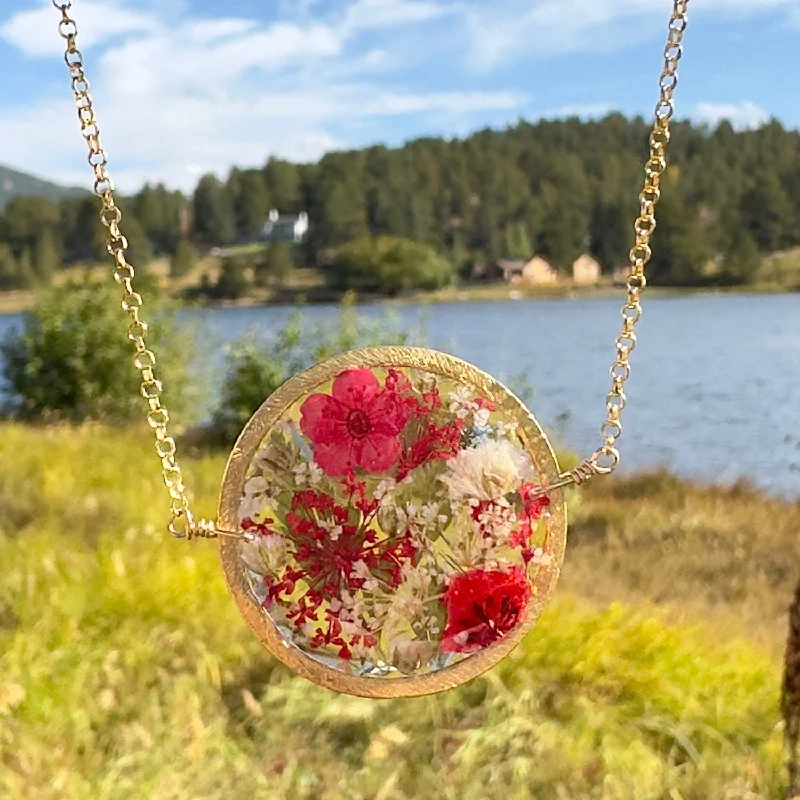 Ladies necklaces stylish trends-Red/White Botanical Garden Necklace - BG 123