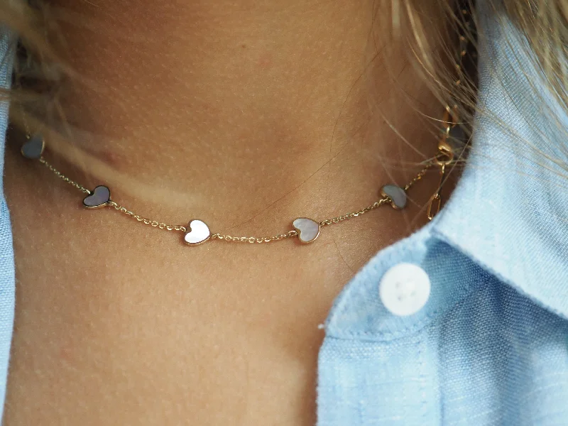 Ladies necklaces starry charms-MORGAN PEARL HEART NECKLACE