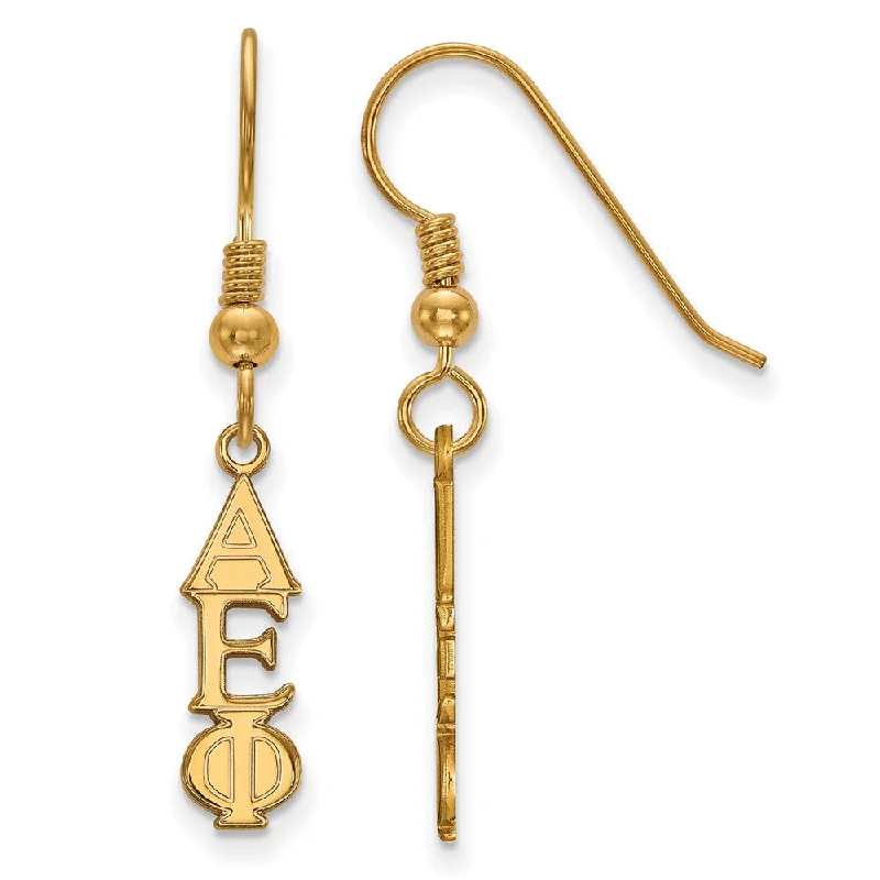 Ladies earrings price options-14K Plated Silver Small Alpha Epsilon Phi Dangle Earrings