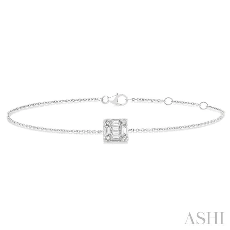 Ladies bracelets value pieces-1/8 ctw Petite Fusion Diamond Fashion Bracelet in 10K White Gold