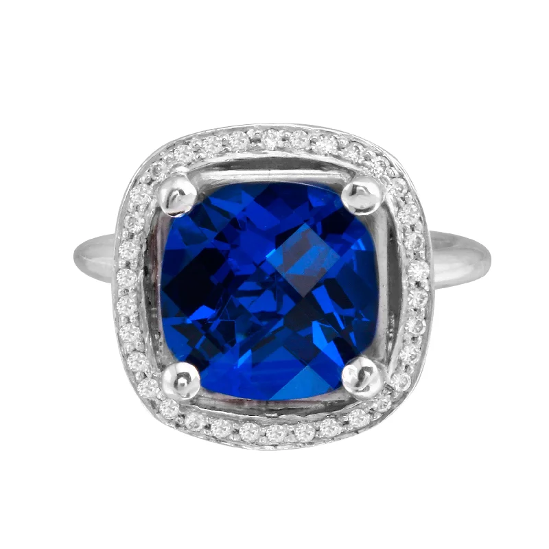 Ladies engagement rings world brands-Sapphire and Diamond Halo Engagement Ring Setting