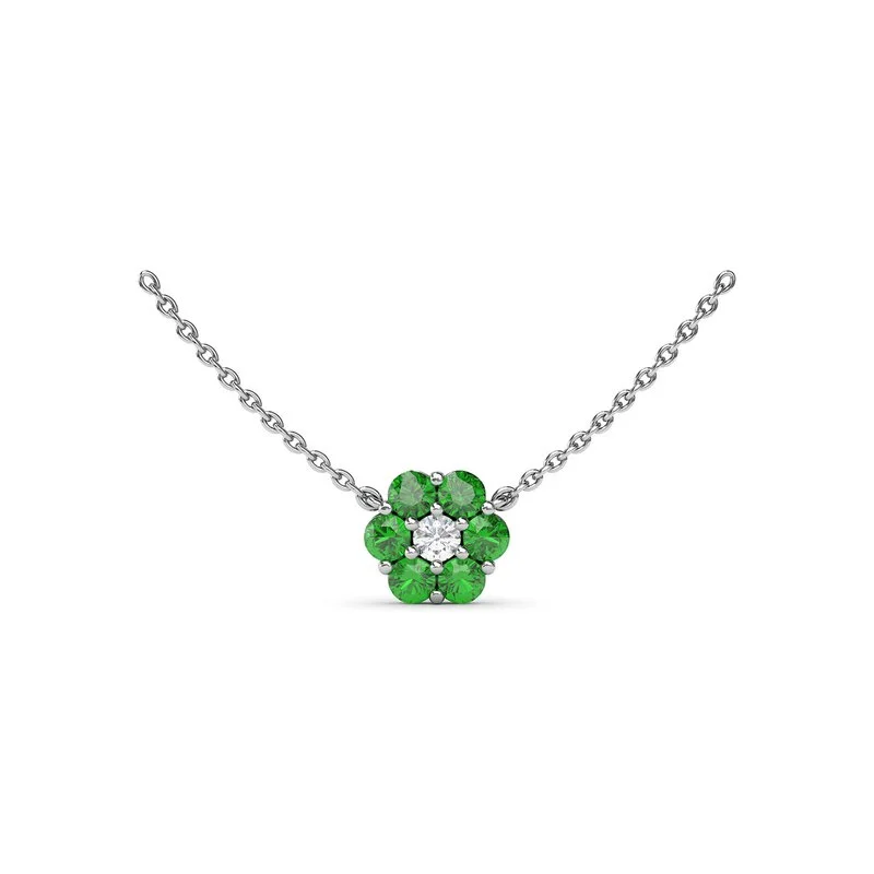 Ladies necklaces exclusive editions-Magnolia Emerald and Diamond Necklace N5032E