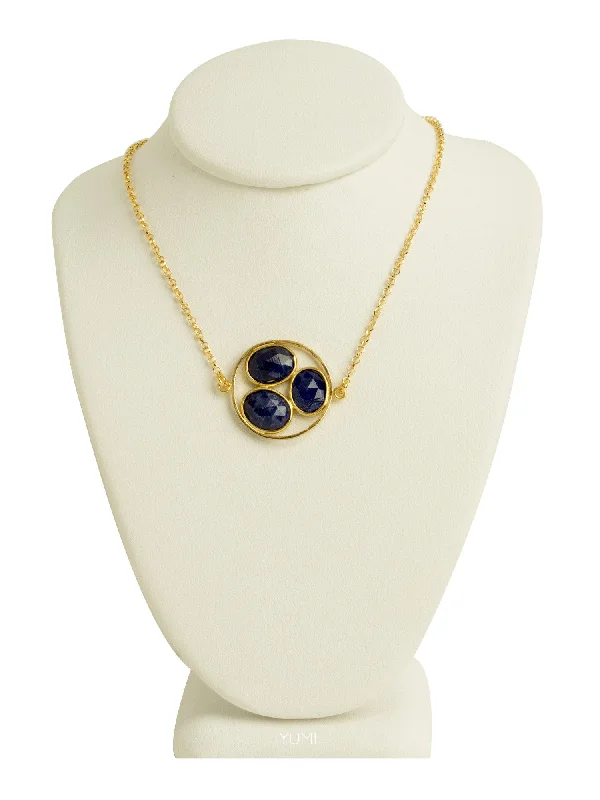 Ladies necklaces Eastern flair-Blue Lapis Cluster Necklace