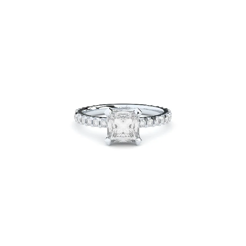 Ladies engagement rings vintage charm-Tiny Clash Princess Engagement 14K Whitegold Ring w. 1.40ct Lab-Grown Diamonds