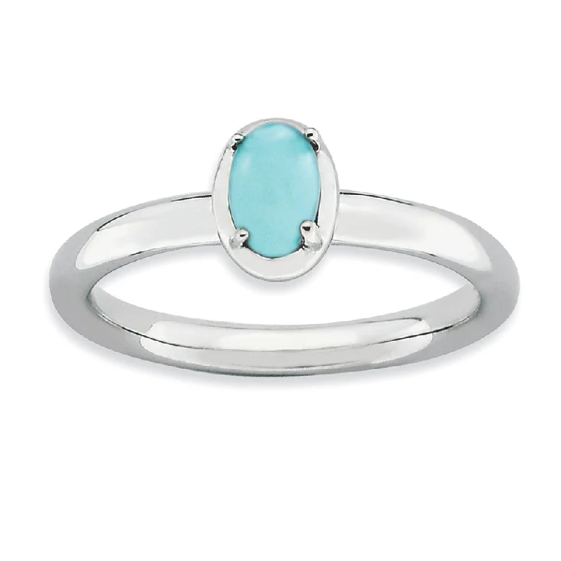 Ladies rings everyday wear-Sterling Silver Stackable Turquoise Ring