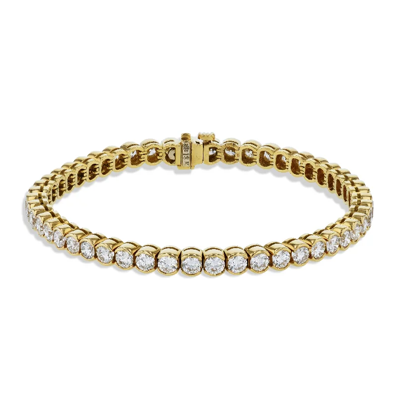 Ladies bracelets cuff designs-Diamond Yellow Gold Tennis Bracelet