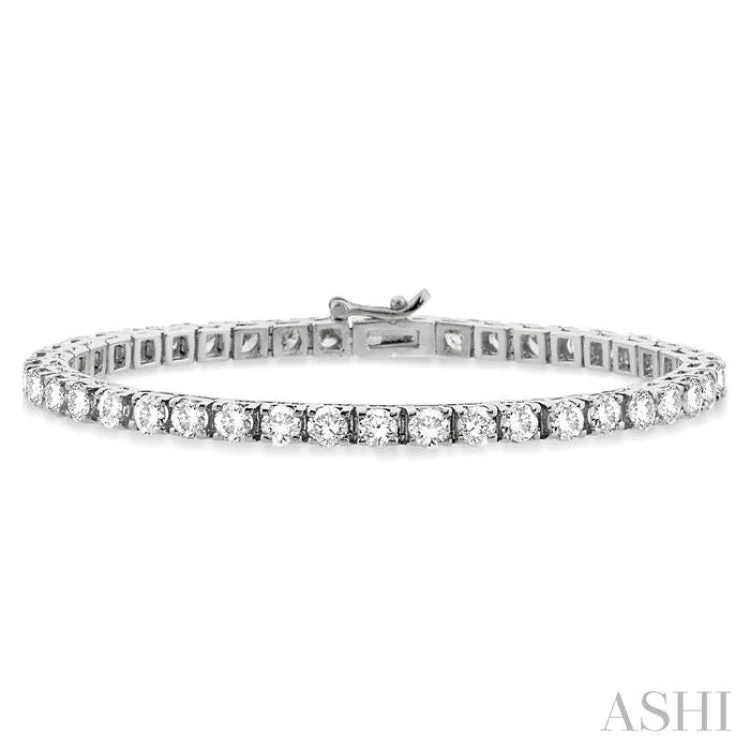 Ladies bracelets age styles-9 Ctw Square Shape Round Cut Diamond Tennis Bracelet in 14K White gold