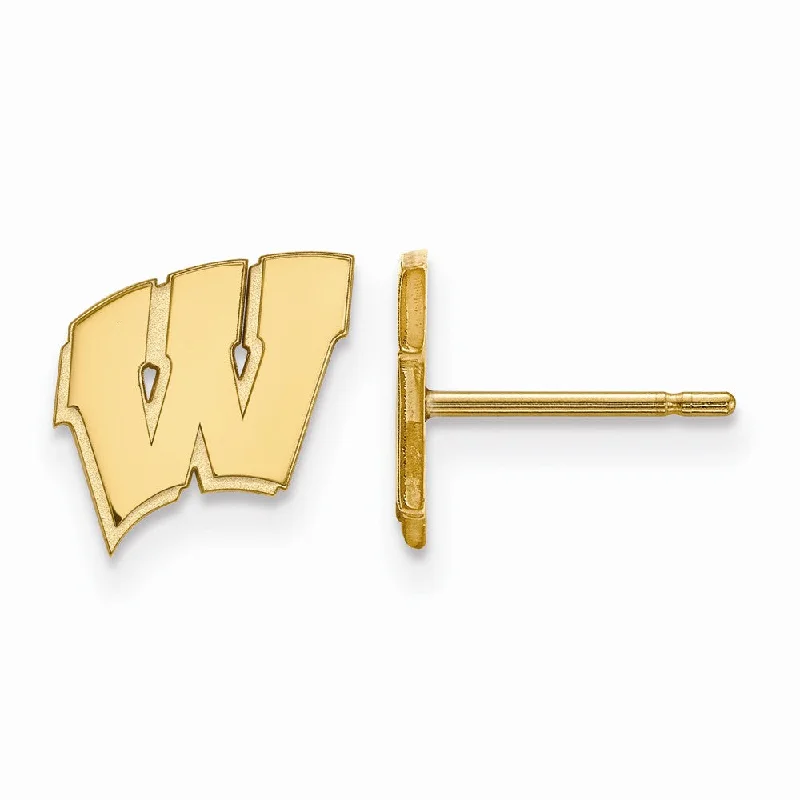 Ladies earrings refined charm-10k Yellow Gold University of Wisconsin XS (Tiny) 'W' Post Earrings