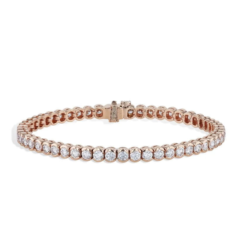 Ladies bracelets premium brands-Semi-Bezel Diamond Rose Gold Tennis Bracelet