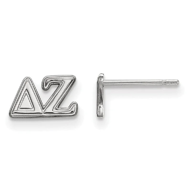 Ladies earrings artistic designs-Sterling Silver Delta Zeta XS Greek Post Earrings