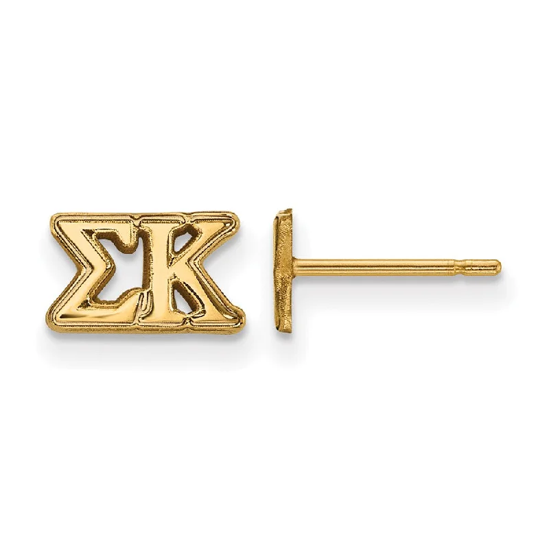 Ladies earrings retro charm-14K Plated Silver Sigma Kappa XS Greek Letters Post Earrings