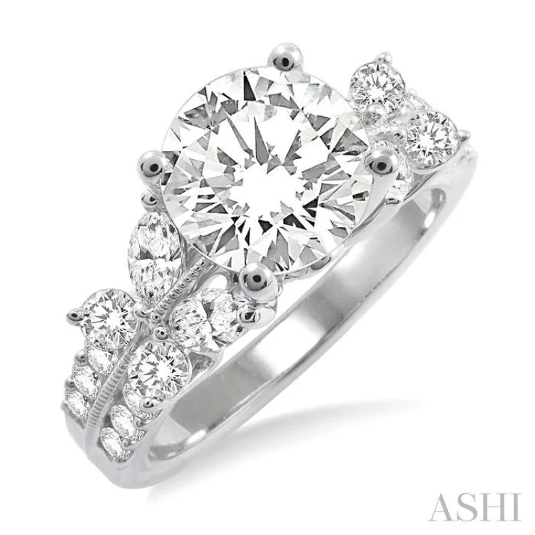 Ladies engagement rings affordable finds-1 Ctw Diamond Semi-Mount Engagement Ring in 14K White Gold