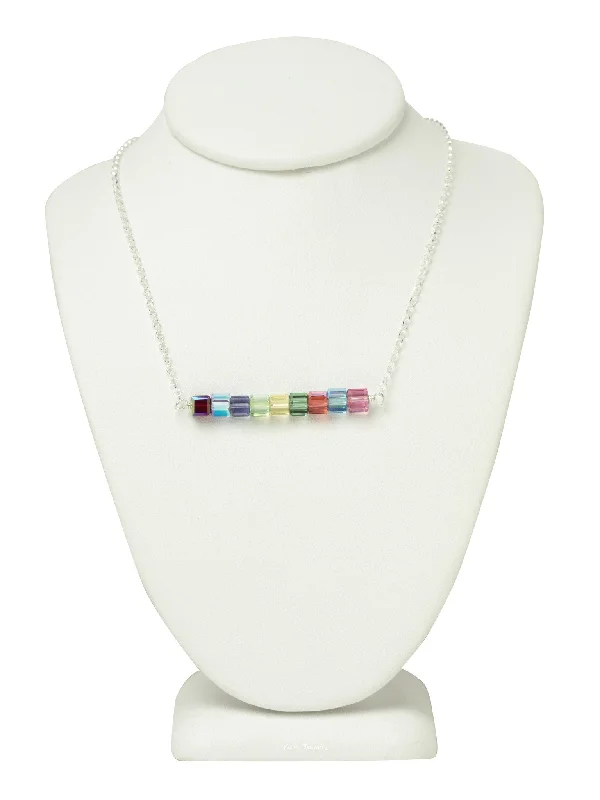 Ladies necklaces value pieces-Crystal Logo Bar Necklace