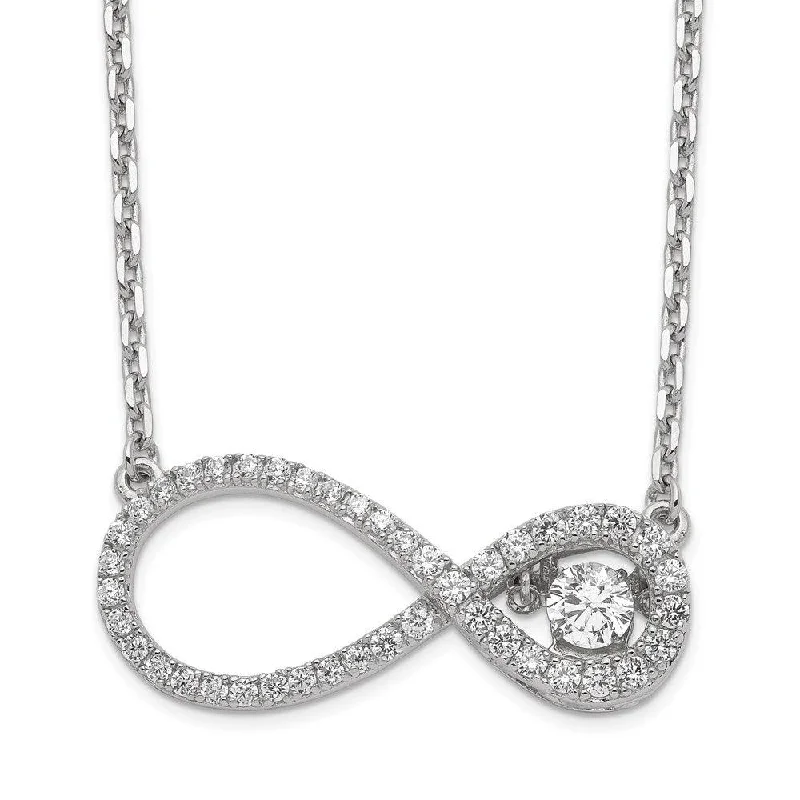 Ladies necklaces love day-Sterling Silver Polished Vibrant CZ Infinity Necklace