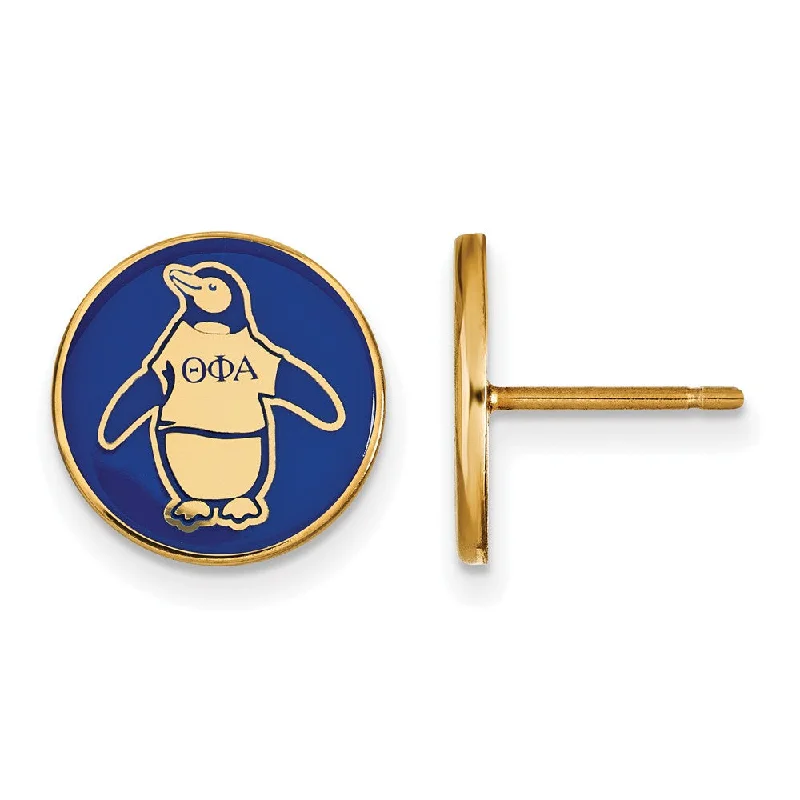 Ladies earrings youthful looks-14K Plated Silver & Enamel Theta Phi Alpha Penguin Post Earrings