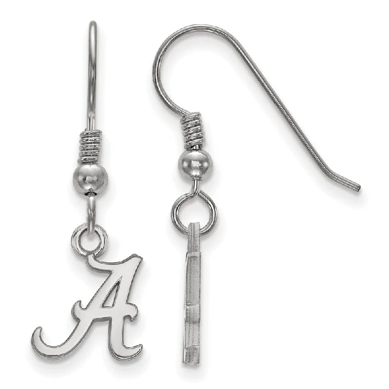 Ladies earrings rose gold-Sterling Silver University of Alabama XS (Tiny) Dangle Wire Earrings