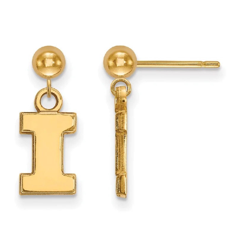 Ladies earrings boho vibes-14k Yellow Gold University of Illinois Ball Dangle Earrings