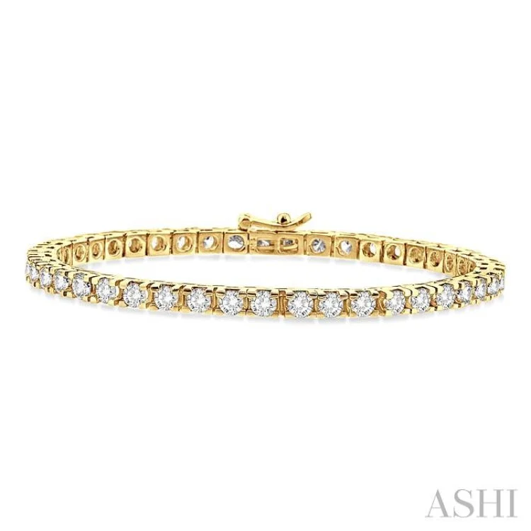 Ladies bracelets everyday wear-6 Ctw Square Shape Round Cut Diamond Tennis Bracelet in 14K Yellow Gold