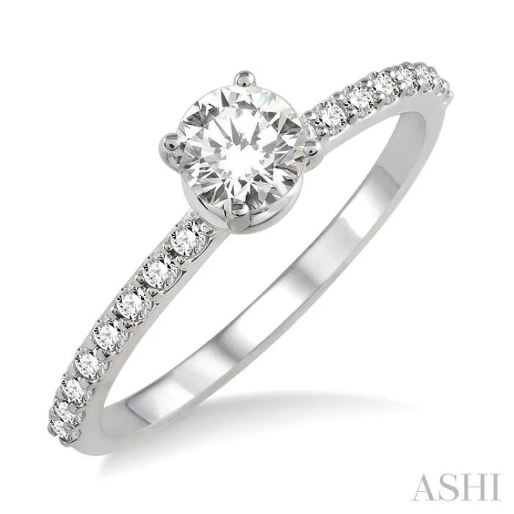 Ladies engagement rings unique picks-1/5 Ctw Diamond Semi-Mount Engagement Ring in 14K White Gold