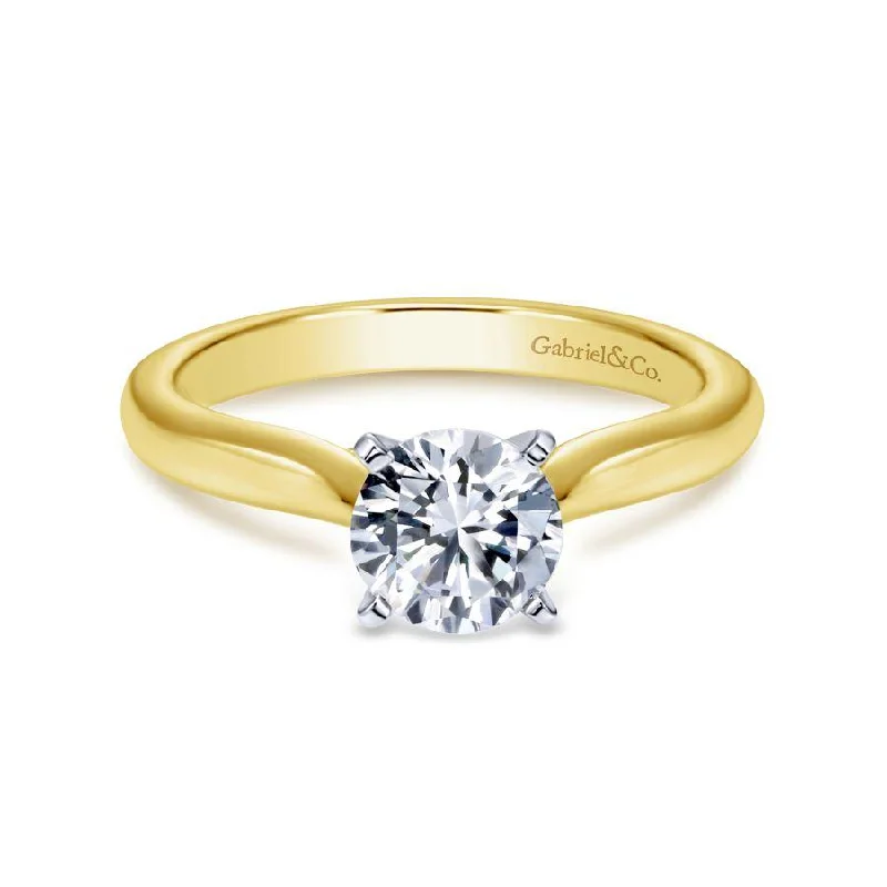 Ladies engagement rings classic designs-14K WhiteYellow Gold Round Diamond Engagement Ring