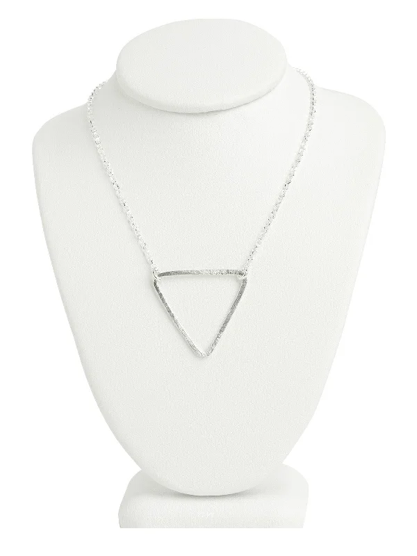 Ladies necklaces name engravings-Silver Triangle Necklace