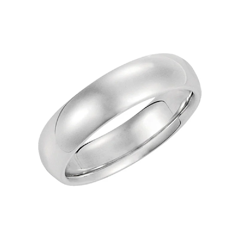 Ladies rings personalized-5mm Domed Comfort Fit Wedding Band in 14k White Gold