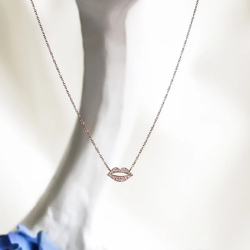 Ladies necklaces cut-out designs-MAYA ROSE GOLD LIP NECKLACE