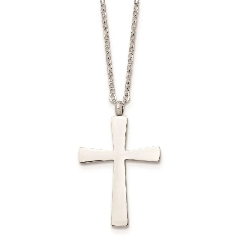 Ladies necklaces online trends-Stainless Steel Polished Cross 18in Necklace