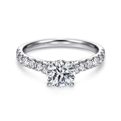 Ladies engagement rings lab diamonds-14K White Gold Round Diamond Engagement Ring