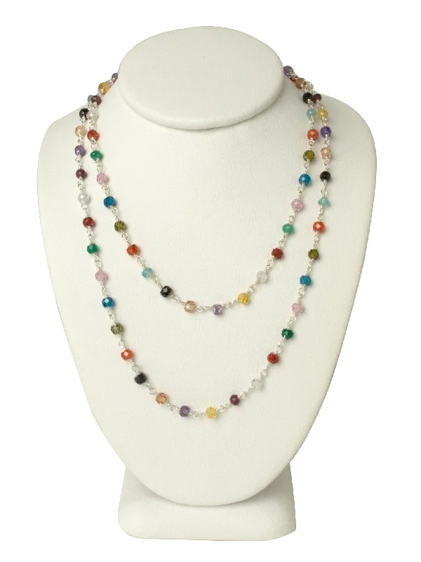 Ladies necklaces simple styles-LONG Natural Multi Gemstone Necklace