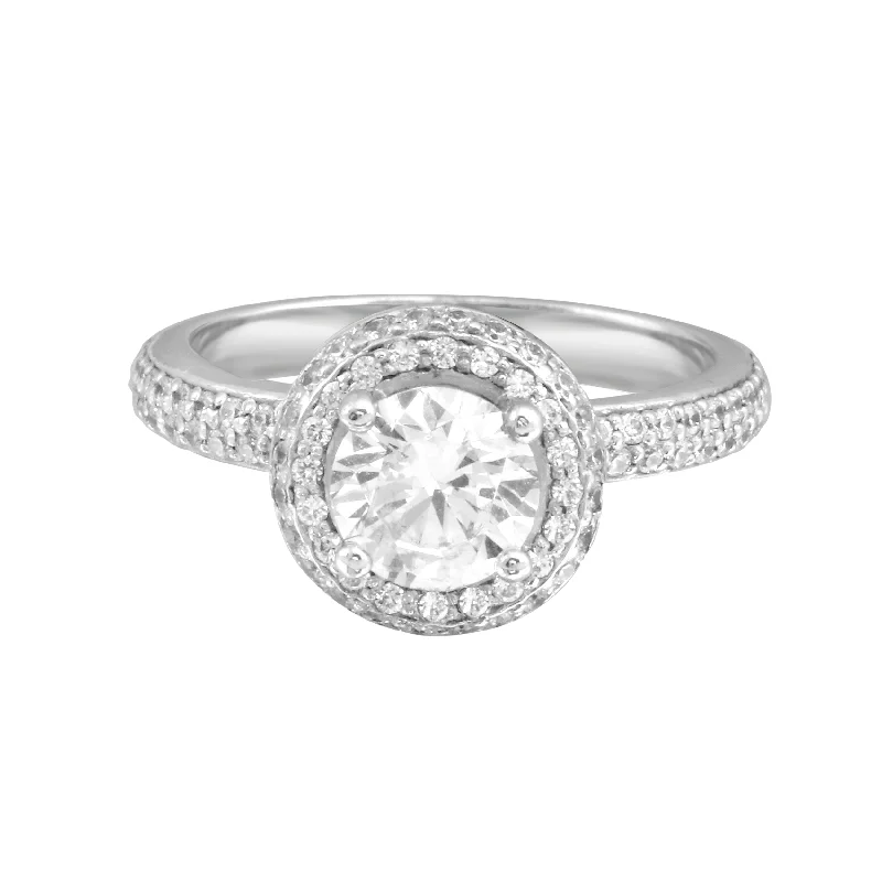 Ladies engagement rings romantic picks-Round Micro Pavé Diamond Engagement Ring Setting