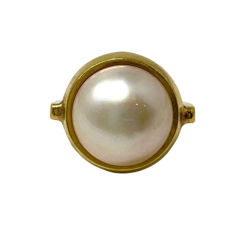 Ladies rings hypoallergenic-Cellino 18K Gold Ring with Mabe Pearl