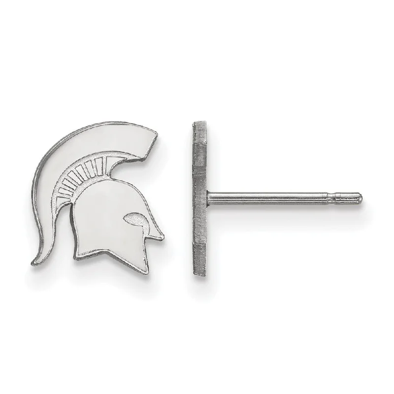 Ladies earrings edgy styles-Sterling Silver Michigan State University XS (Tiny) Post Earrings