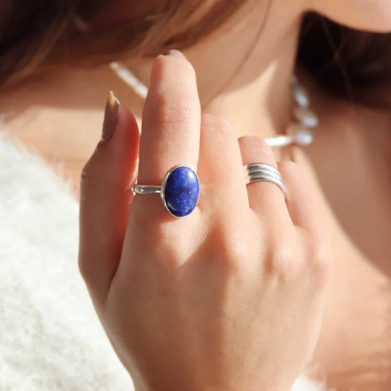 Ladies rings collectible items-Twilight Ring with Lapis Lazuli