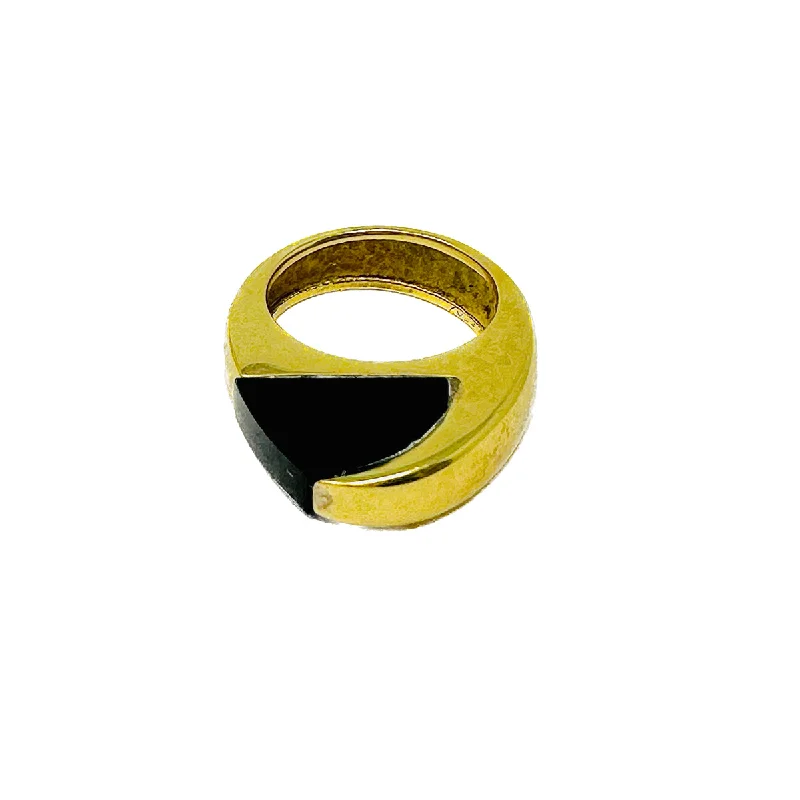 Ladies rings lightweight feel-Henry Dunay 18K Gold Ring with Onyx