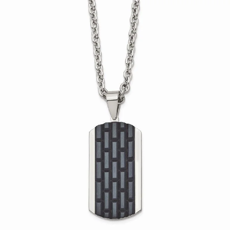 Ladies necklaces milestone picks-Stainless Steel Polished Black IP-plated Dog Tag Necklace